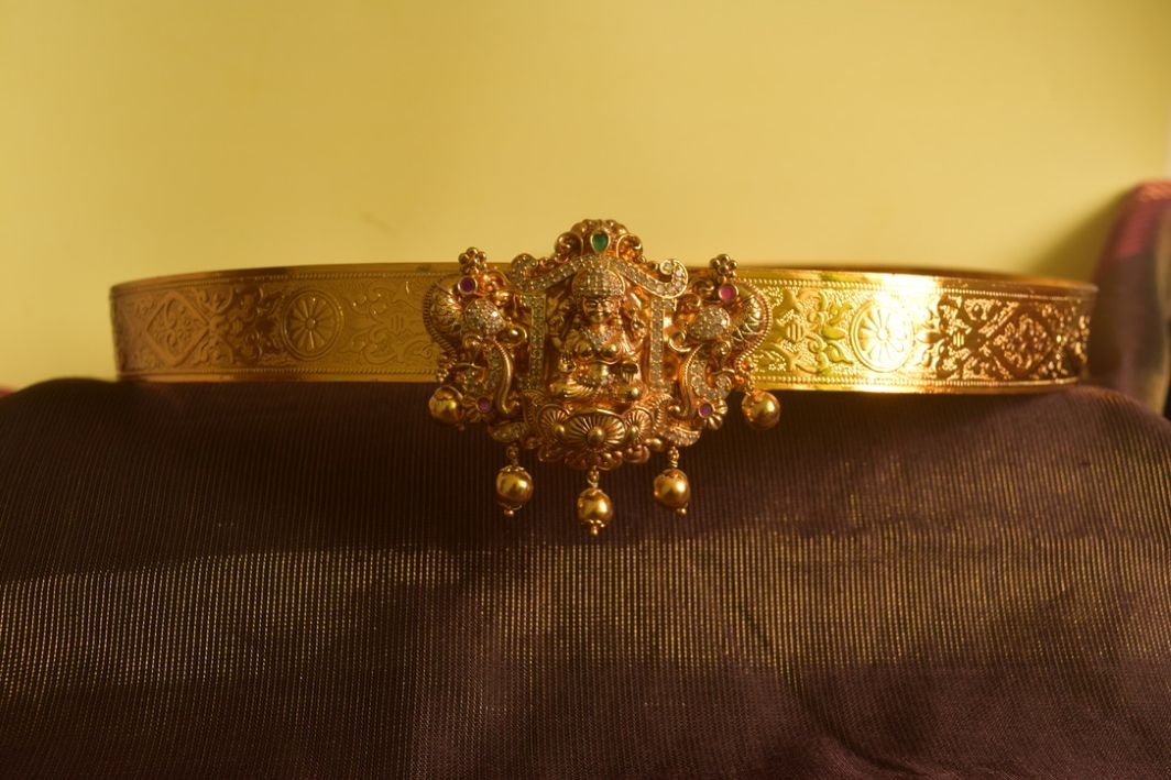 Belt with Pendant Model - 3D Lakshmi carving with Stones