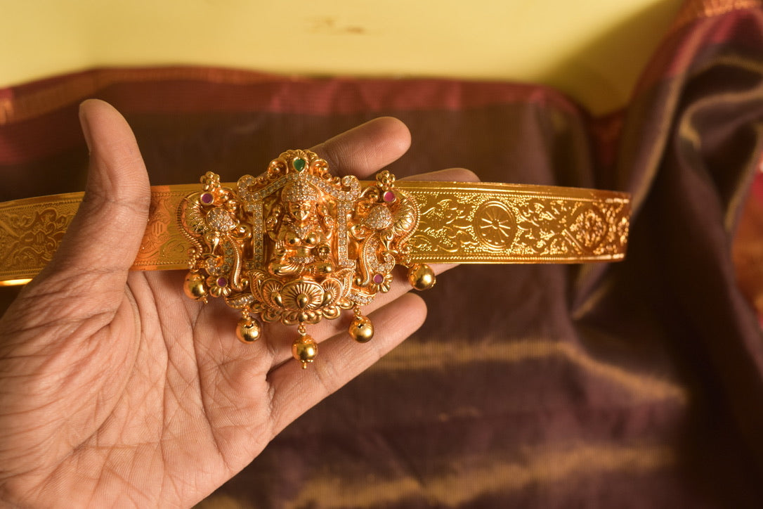 Belt with Pendant Model - 3D Lakshmi carving with Stones