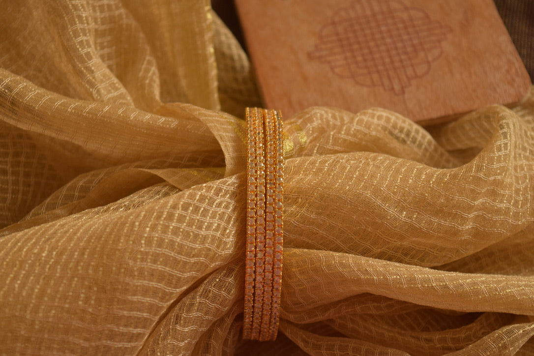 Gold Finish AD Bangles- White (Set of 4)