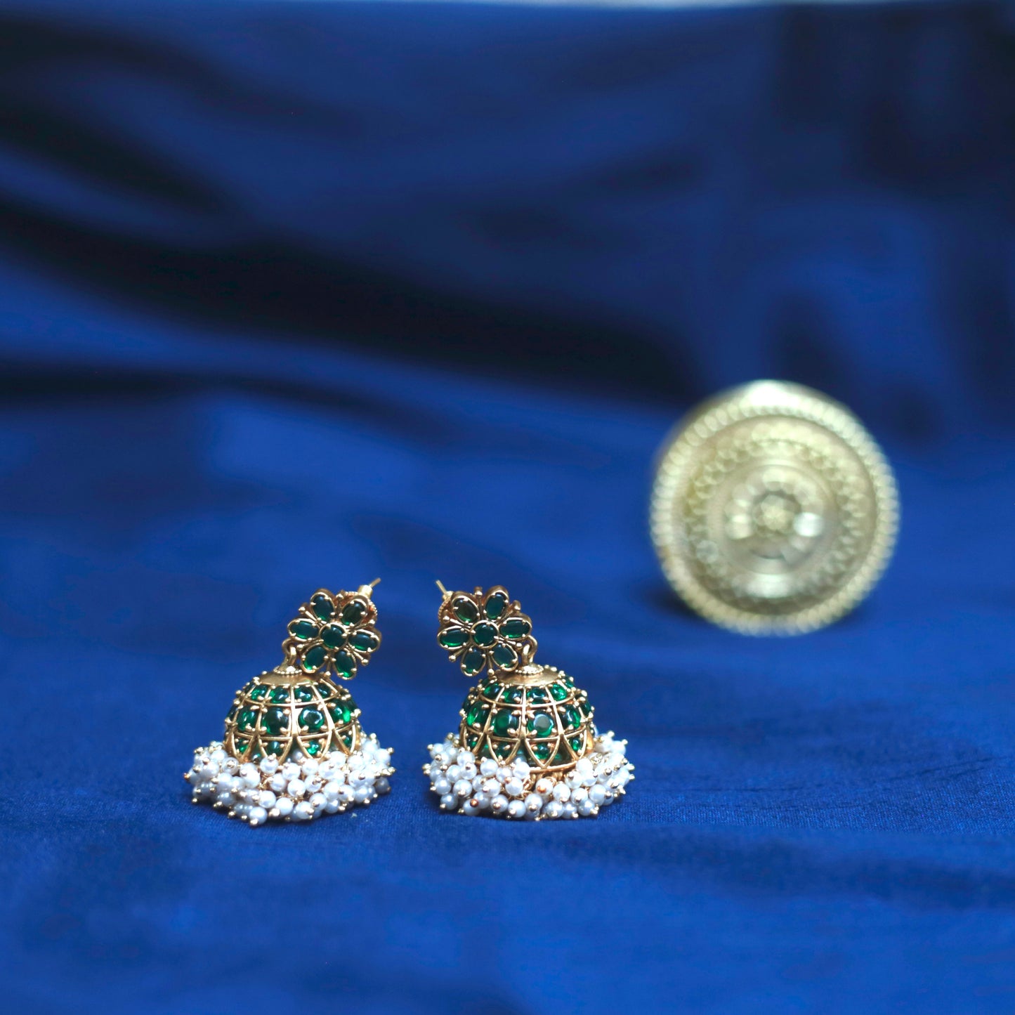 Matte finish - Flower Jhumka - Cluster Pearl-23B