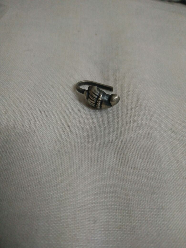 Silver Finish small size mango motifs carved nose pin - Clip On