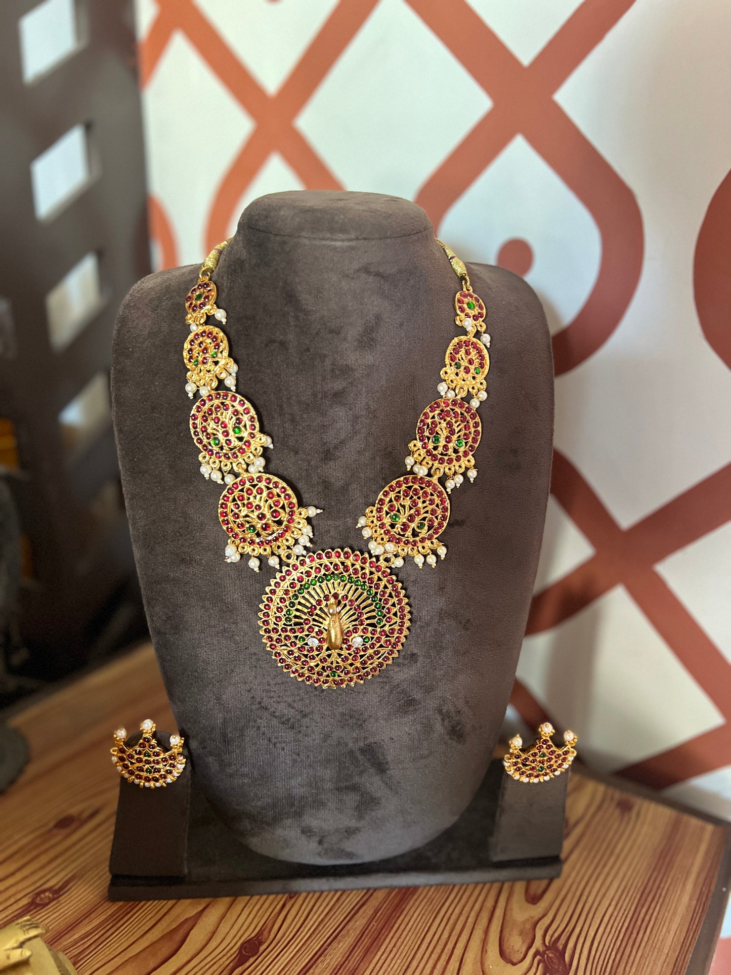 Kemp - layered chakra with jumbo peacock Haaram