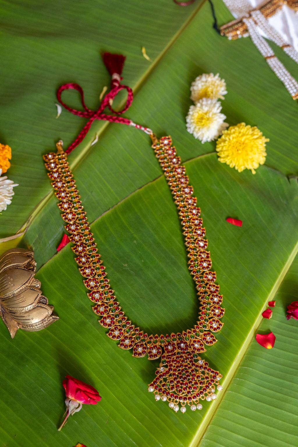 Kemp - Gold Finish Mango motifs Jumbo peacock pendant HAARAM #19