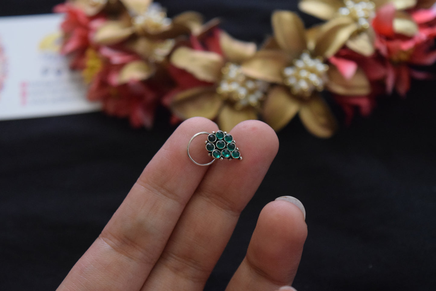 Silver finish tiny nose pin- grape bunch #2B