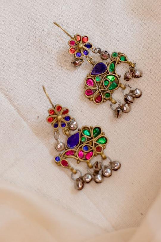 Gold Finish flower stud peacock hanging