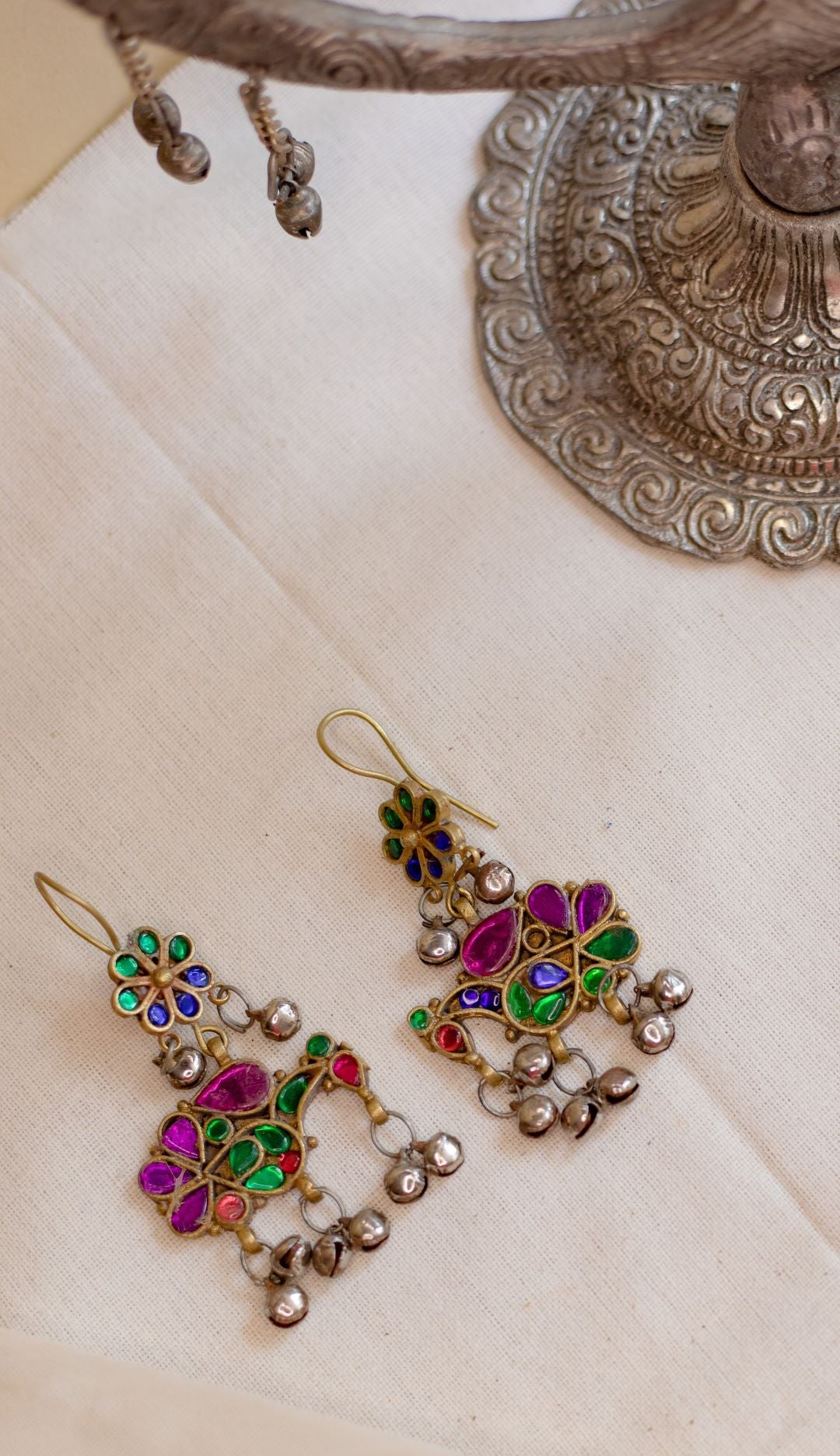 Gold Finish Peacock Earrings- 8