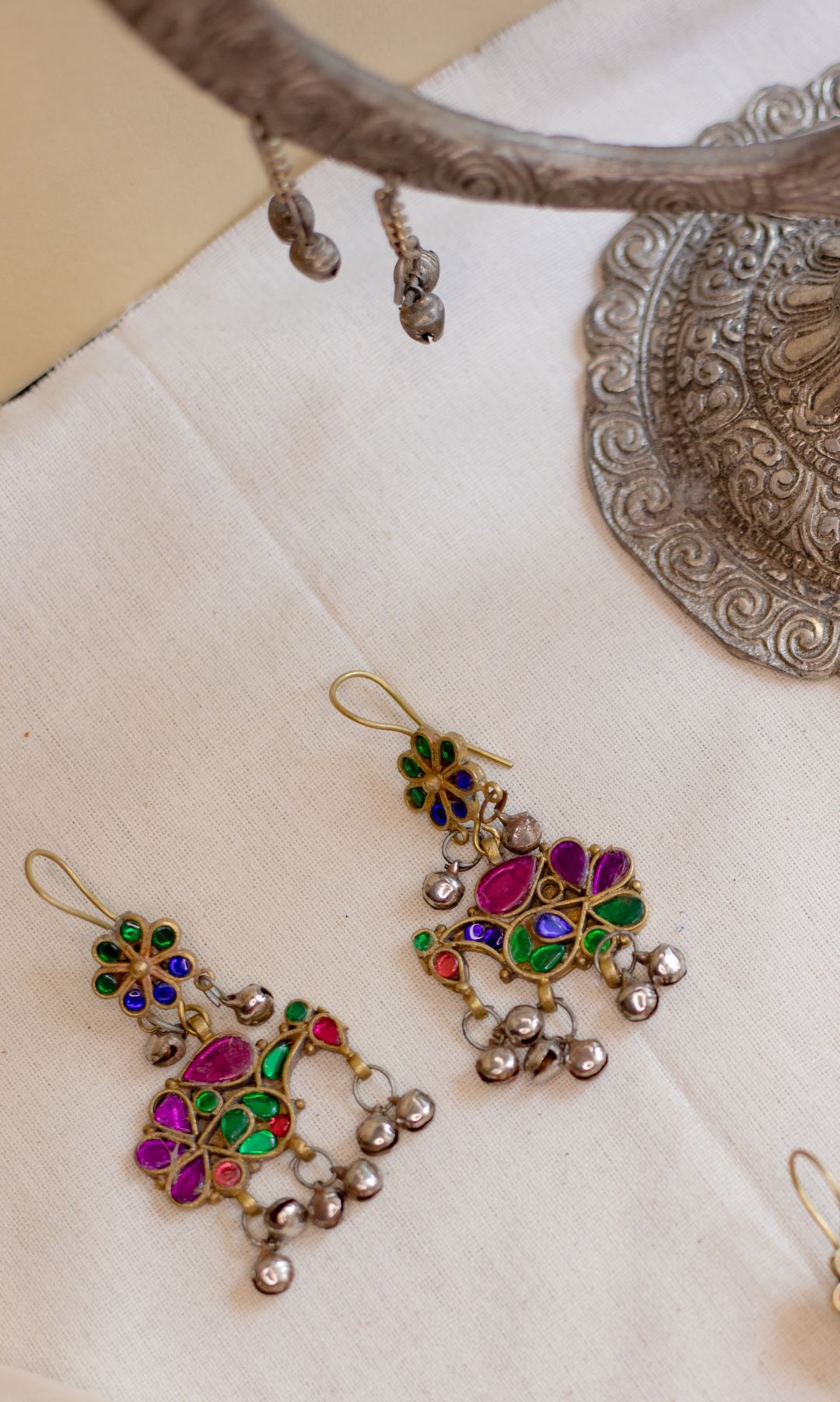 Gold Finish Peacock Earrings- 8