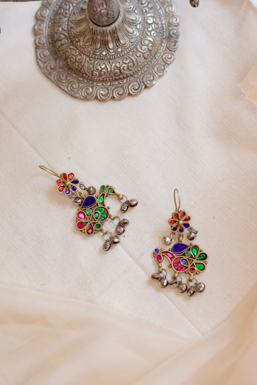 Gold Finish Peacock Earrings- 9