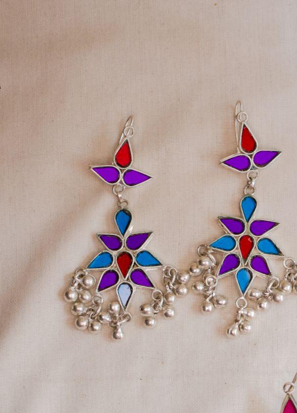 Silver finish Grape Bunch earrings- 11