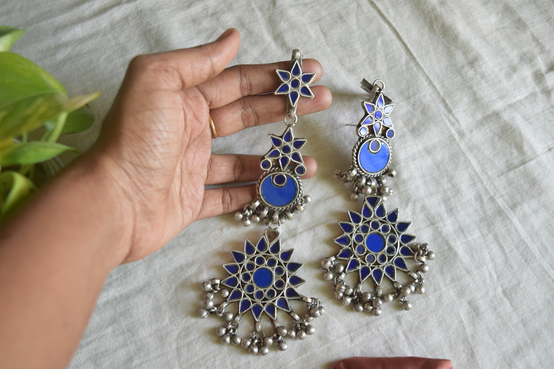 Silver Finish chakra jumbo earrings-15(A)