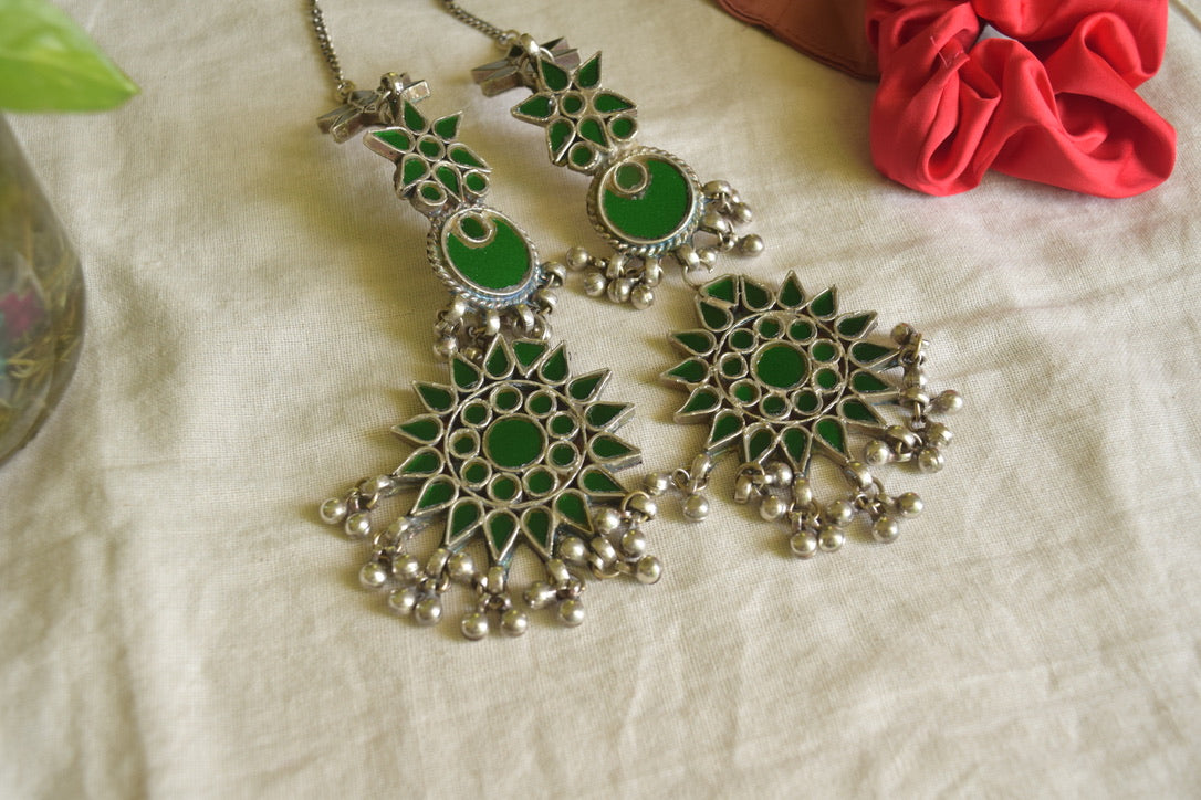 Silver Finish chakra jumbo earrings-15(B)