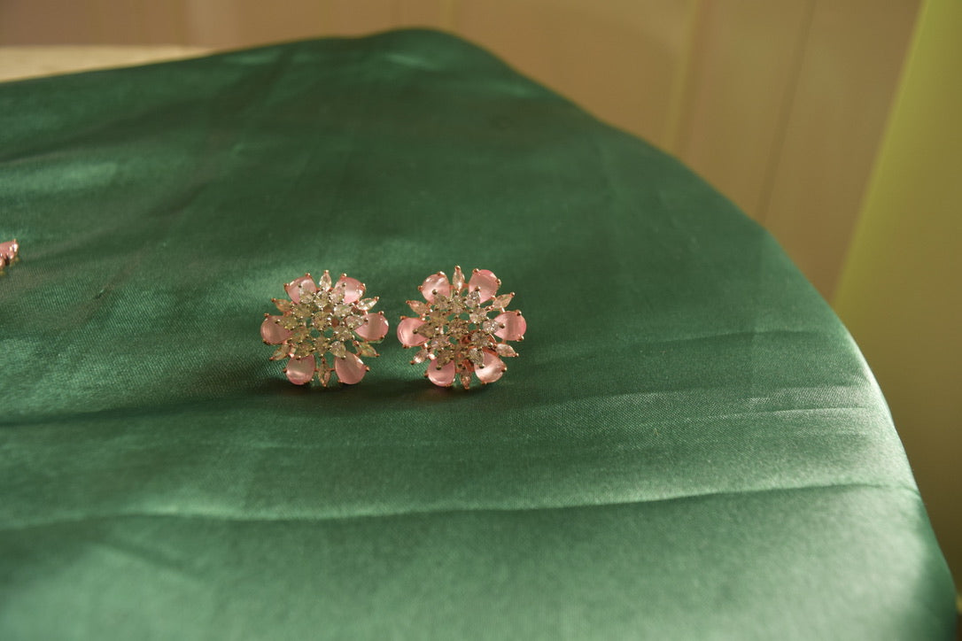 Rose Gold Finish AD Flower Necklace #22