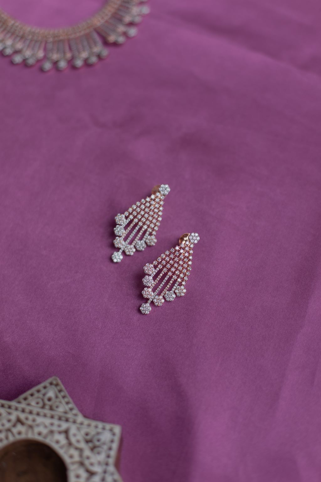 Rose Gold Finish Ad Spikes Necklace #26