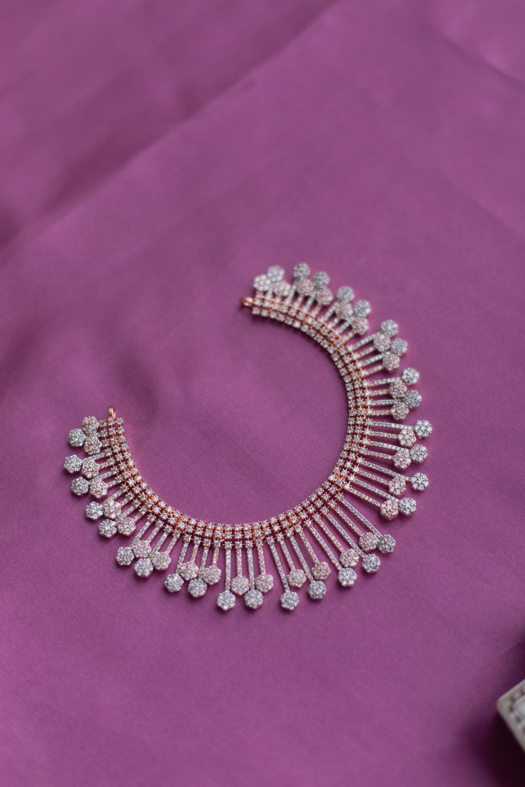 Rose Gold Finish Ad Spikes Necklace #26
