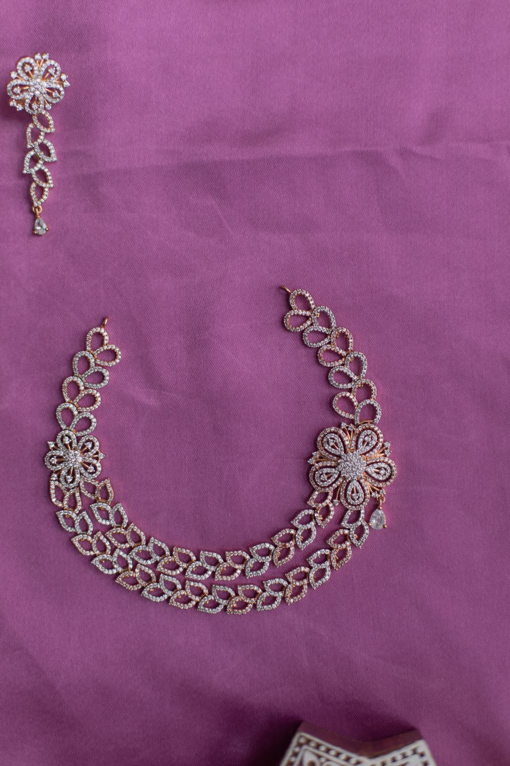 Rose Gold Finish Ad Cut work Necklace #27