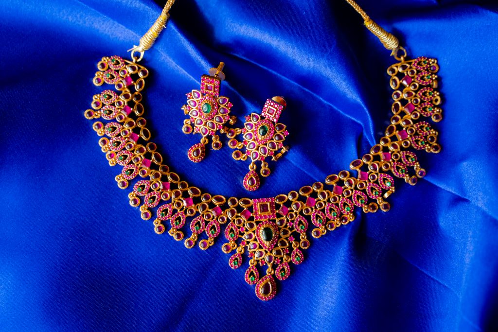 Gold Matte Finish Ruby - Grape Bunch Necklace #28