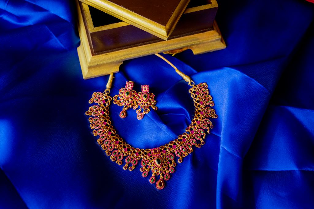 Gold Matte Finish Ruby - Grape Bunch Necklace #28