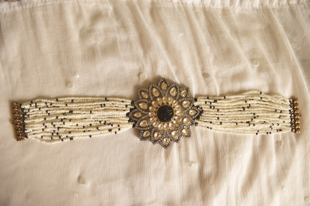 German Silver pearl kundan necklace #029