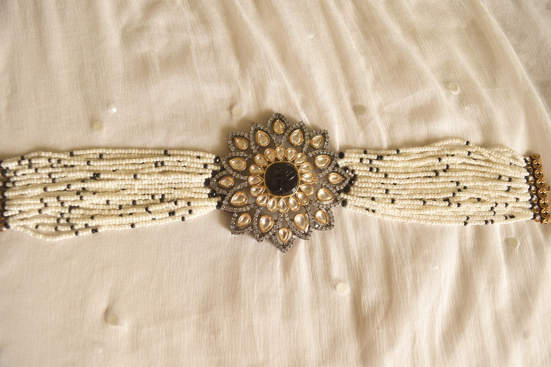 German Silver pearl kundan necklace #029