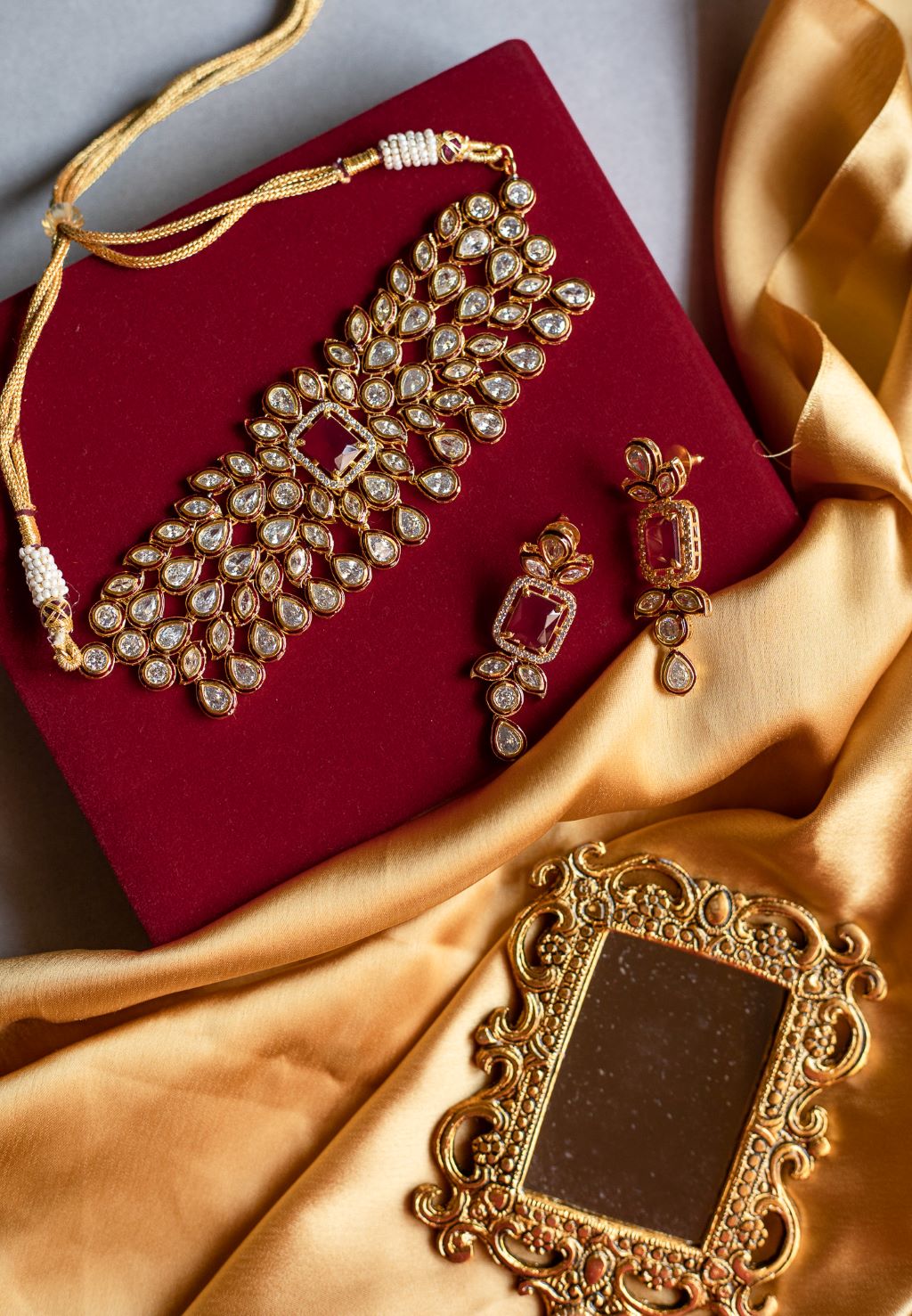 Gold Finish Layered high neck choker - Jasmin Model