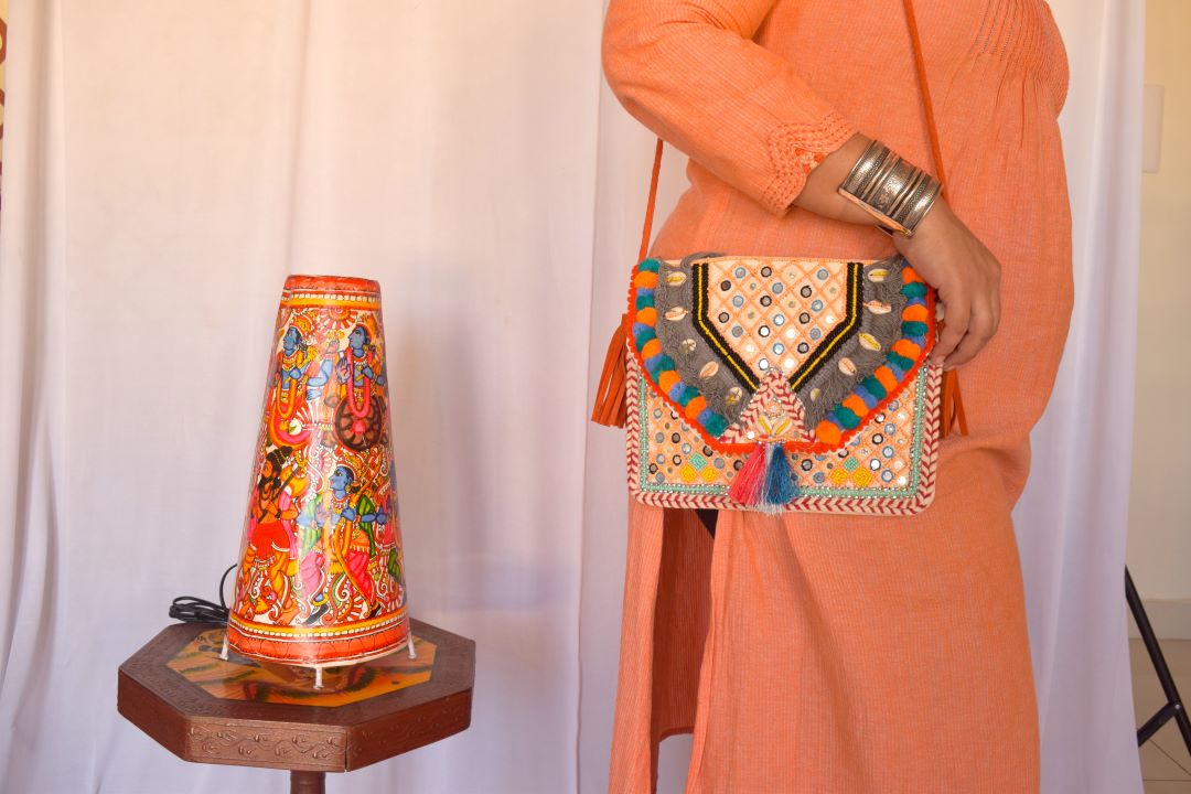 Mirror pearl sequence with choli & pompom- #01
