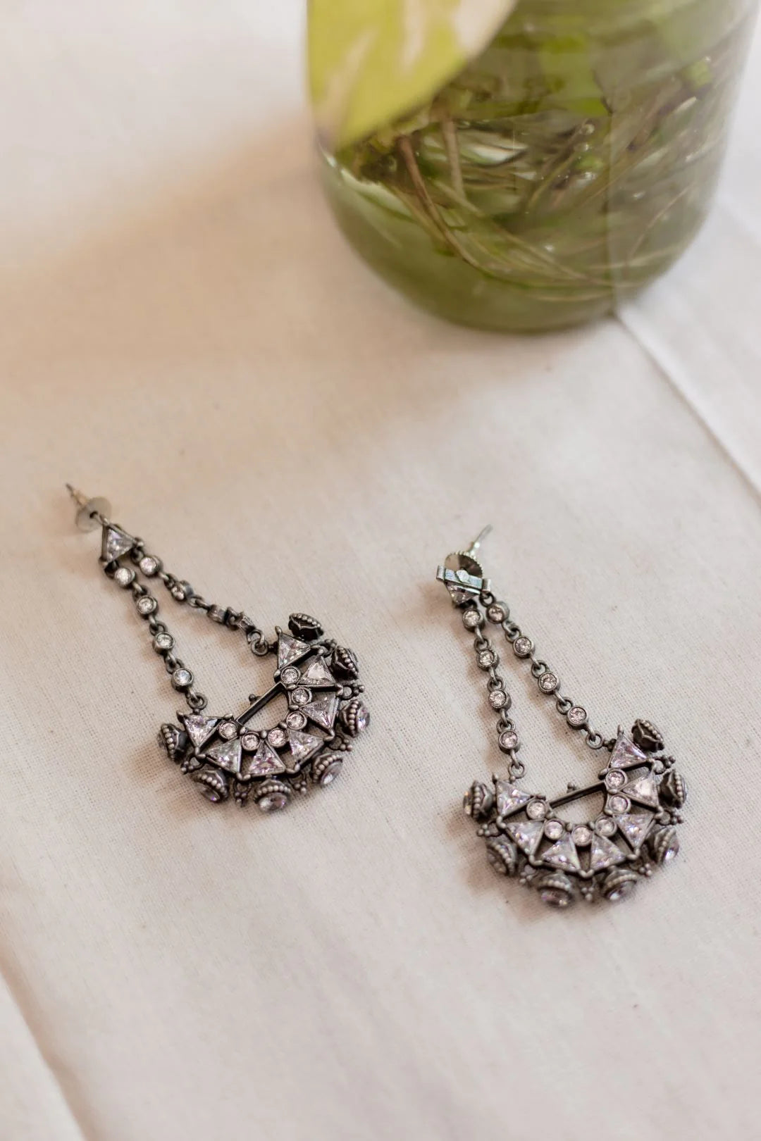 Silver Look Alike Triangle Statement Chandbali