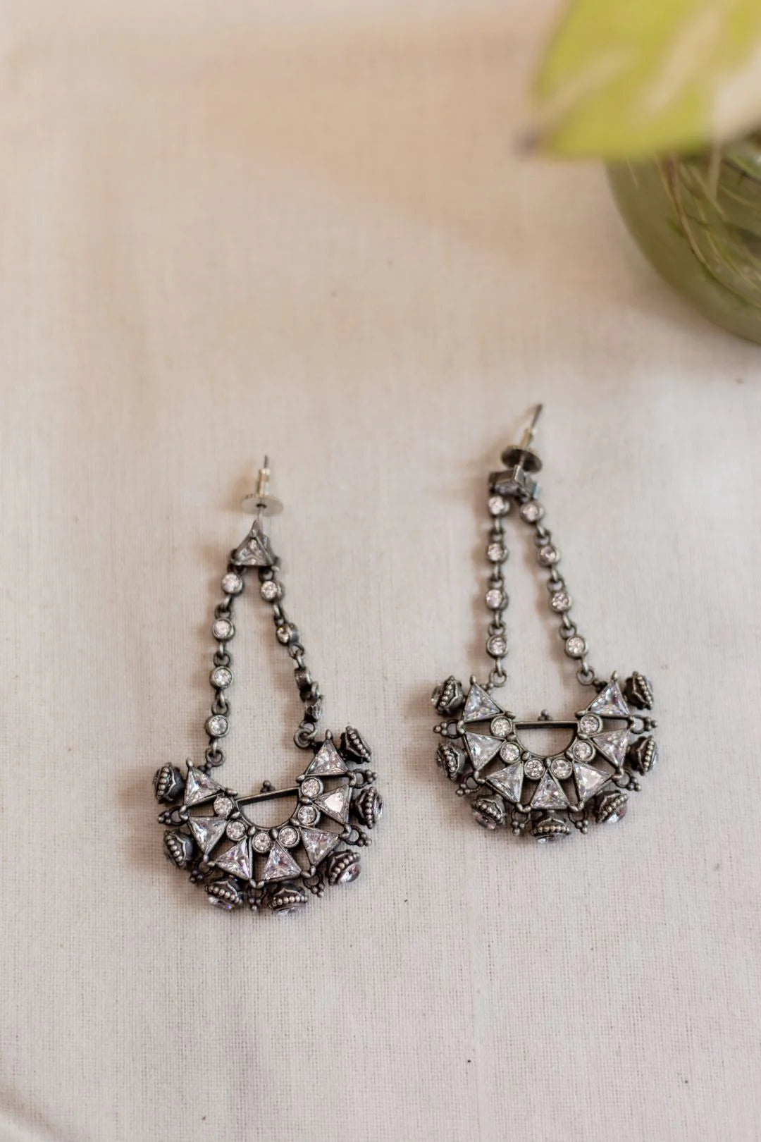 Silver Look Alike Triangle Statement Chandbali