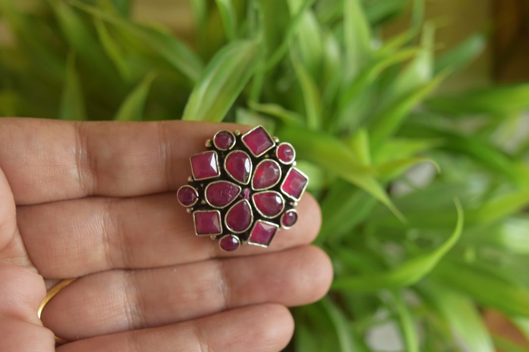 Oxidised Geometric Flower Stud - Model 1-28A
