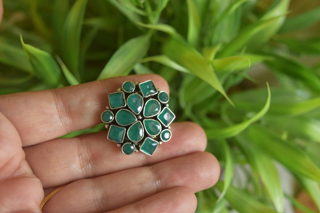 Oxidised Geometric Flower Stud - Model 1-28B