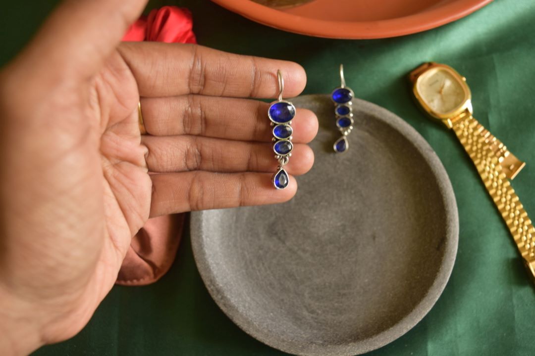 Oxidised Layered Oval Hook Drop-63A