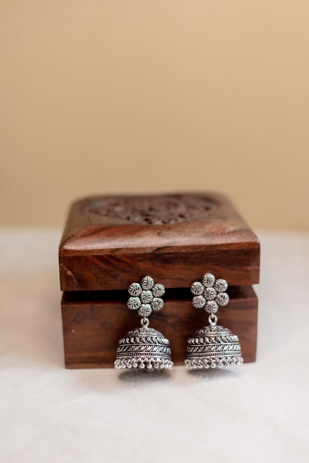 Oxidised Sunflower Statement Jhumka