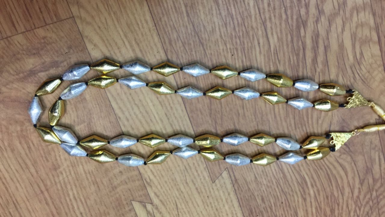 2 Layer Dolki - Black thread Golden & Silver Beads without Stud