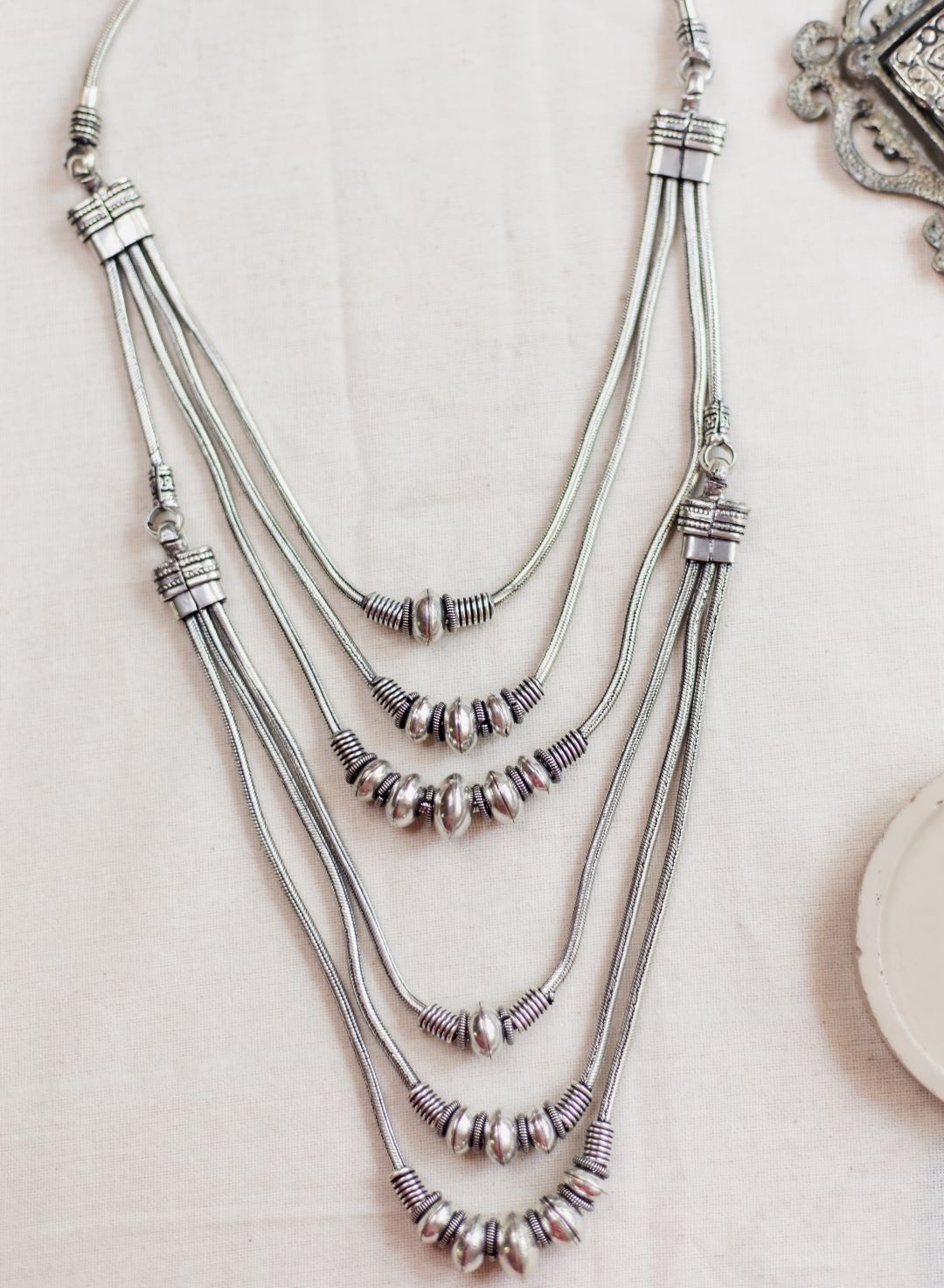 Silver Finish 6 Layered beads