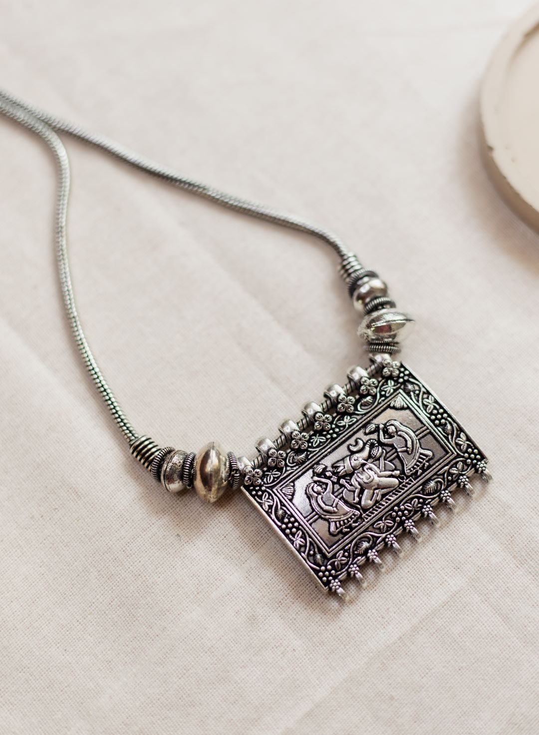 Silver Finish Chain rectangle vinayagar pendant
