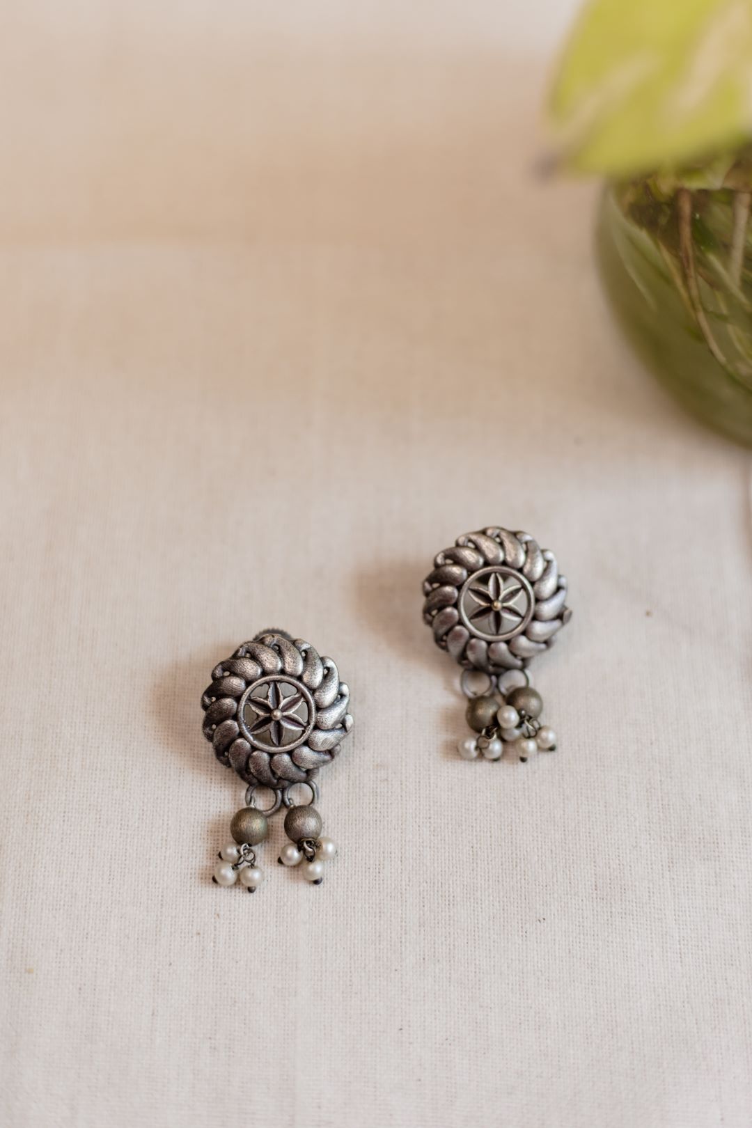 Silver Finish long HAARAM chakram parrot spikes pendant