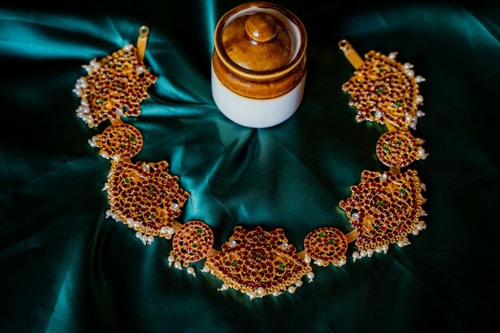 Kemp Hip Belt- Twin Peacock -chakra Kemp with pearl hanging