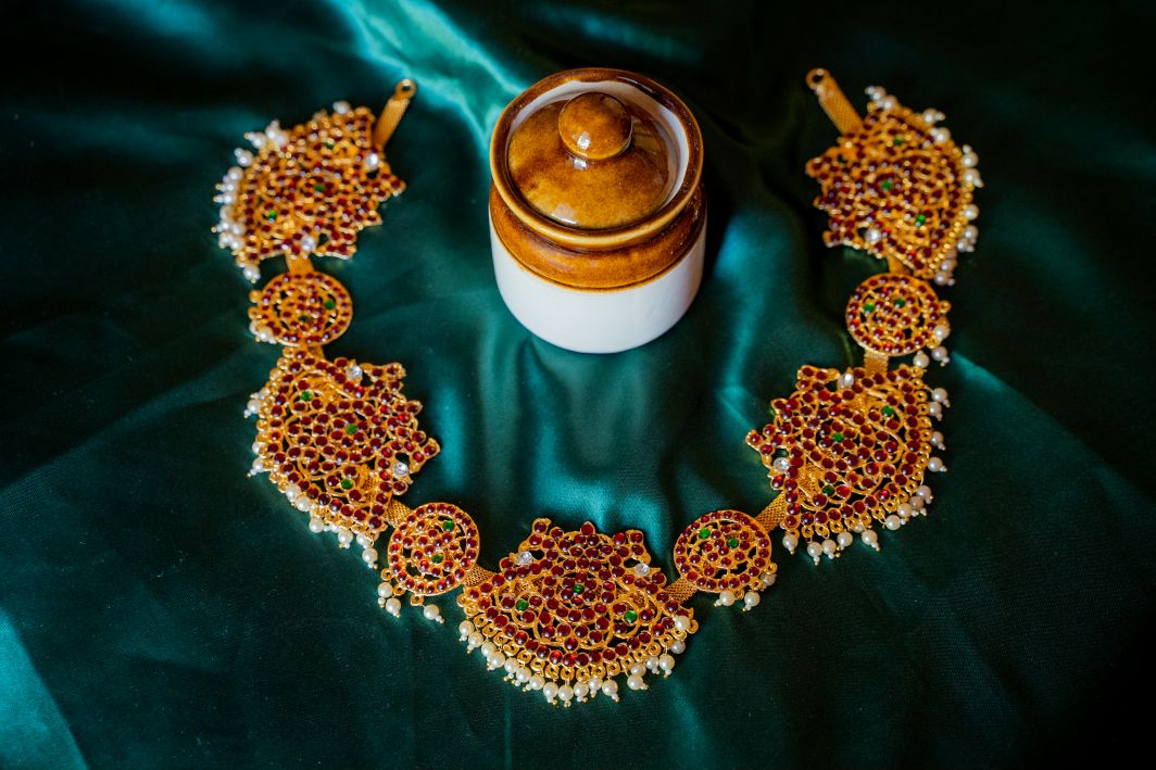 Kemp Hip Belt- Twin Peacock -chakra Kemp with pearl hanging