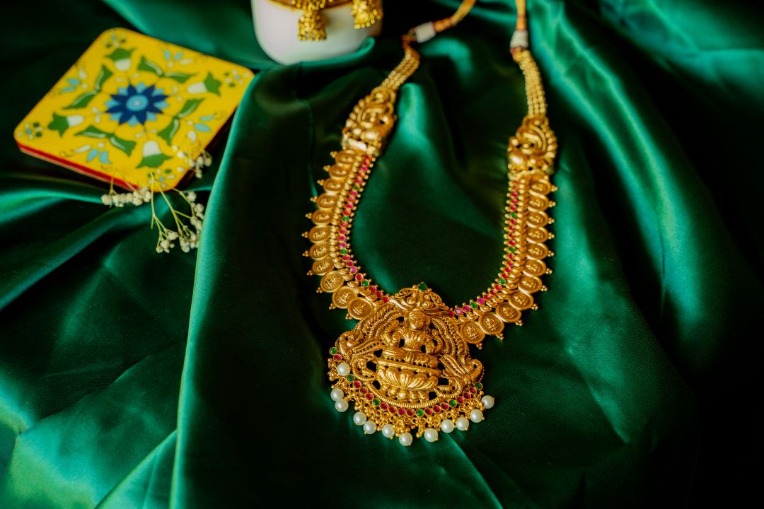 Lakshmi Pendant with lakshmi coin,peacock mugappu With Jhumka
