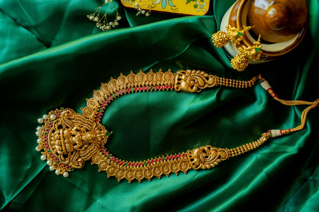 Lakshmi Pendant with lakshmi coin,peacock mugappu With Jhumka