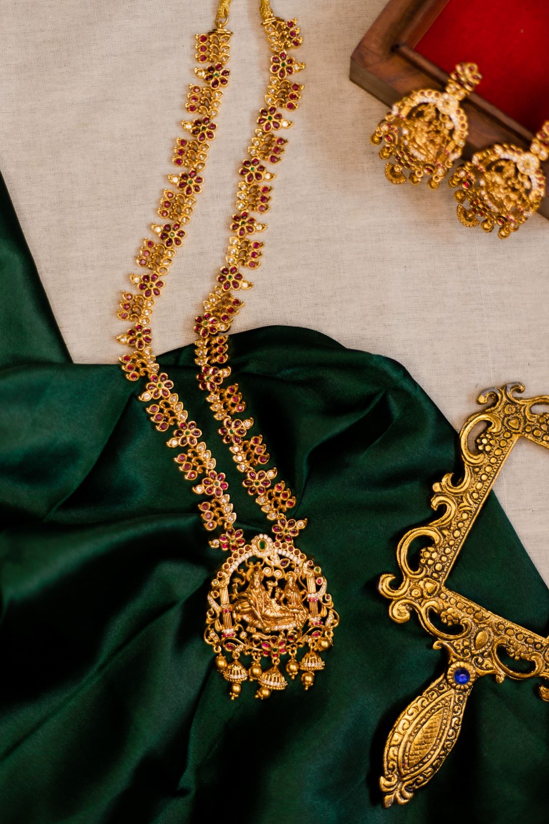 Maha Vishnu And lakshmi AD & Ruby Haram With stud