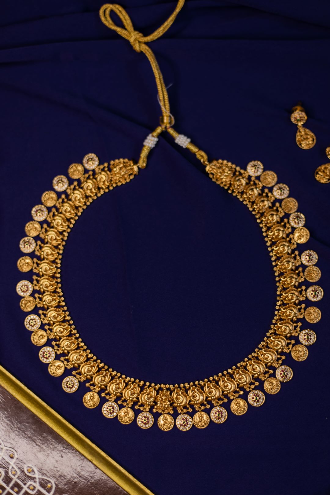 Peacock & Small Lakshmi Coin Haaram with Stud
