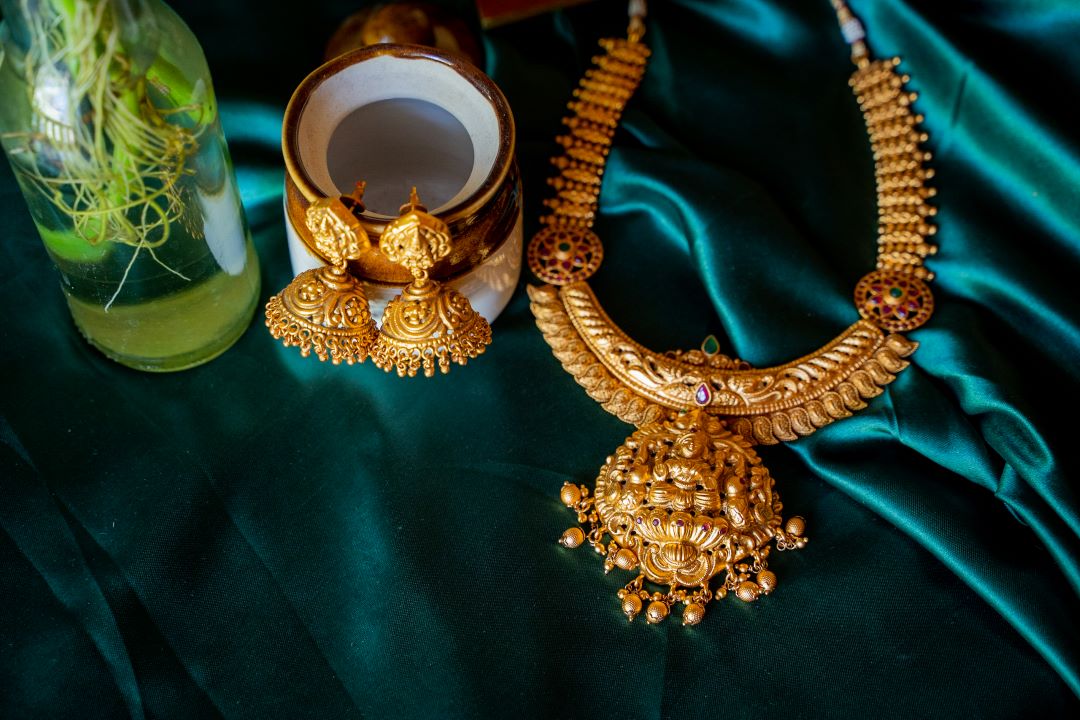 Lakshmi hasli haaram with Jhumkas