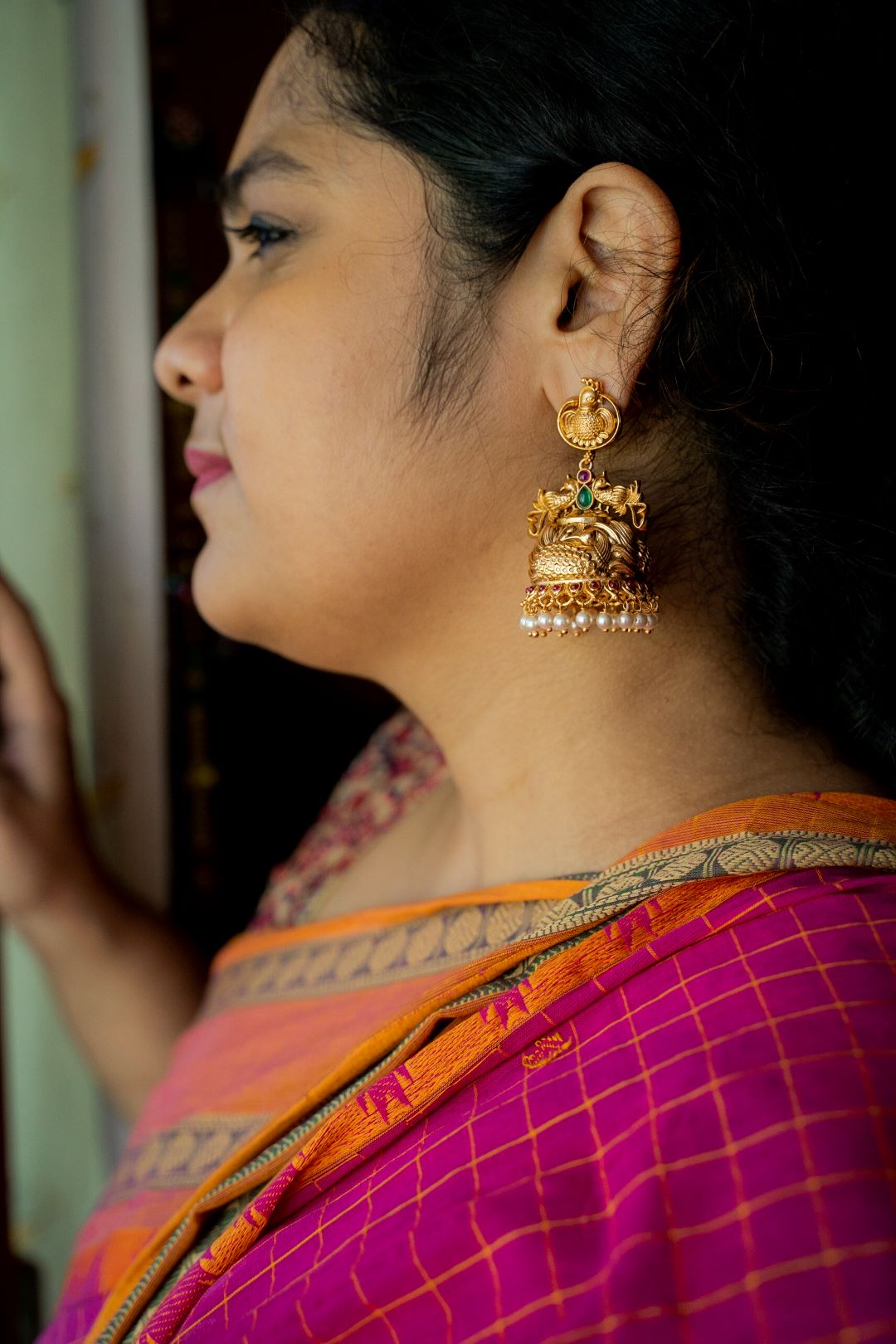 Matte finish - Twin Peacock Jhumka