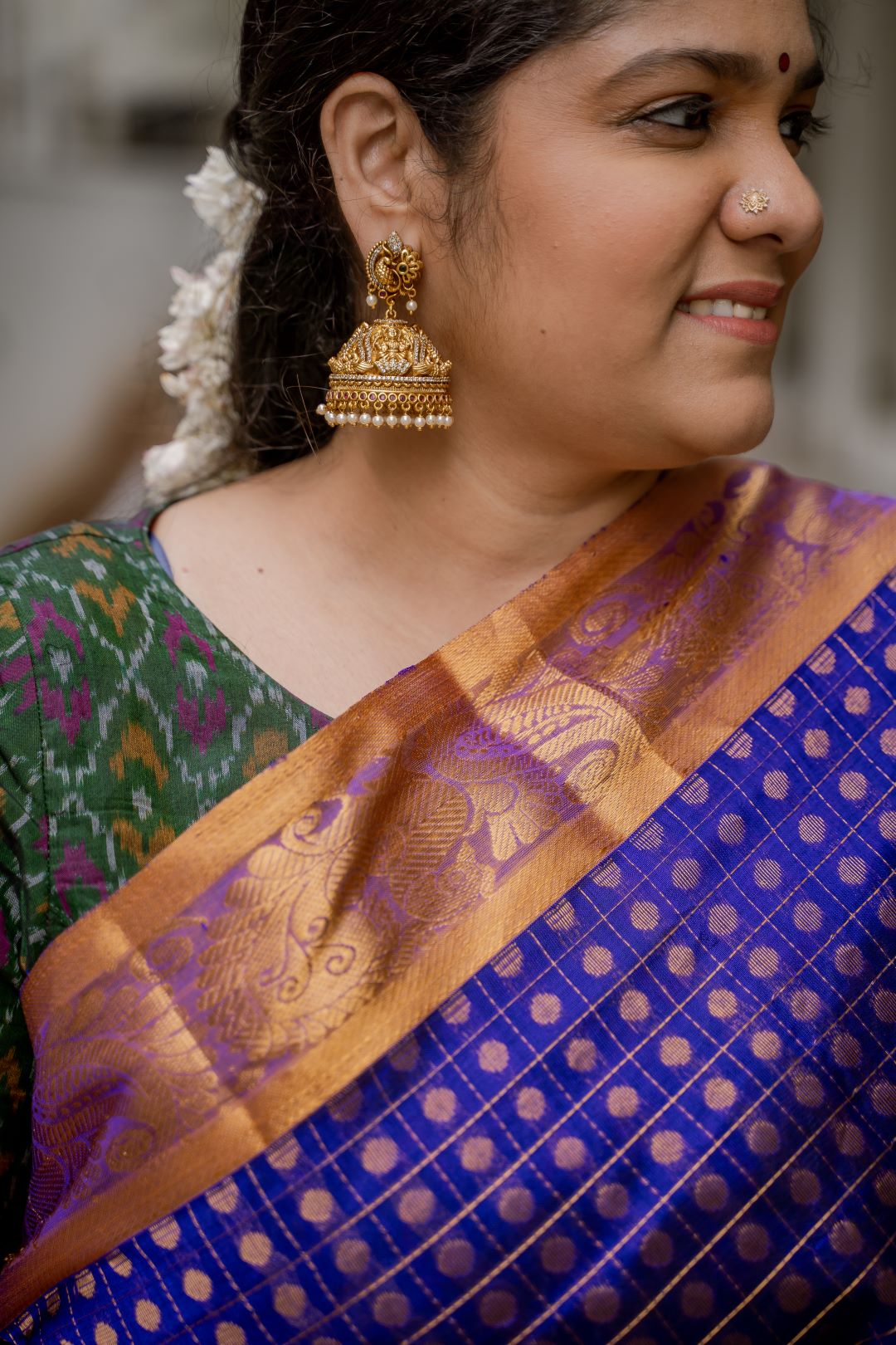 Matte finish - Peacock & lakshmi Jhumka Model1