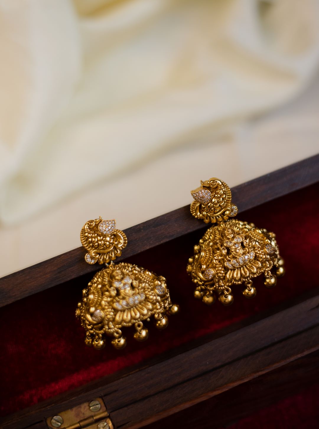 Matte finish - Peacock & lakshmi Jhumka Model2