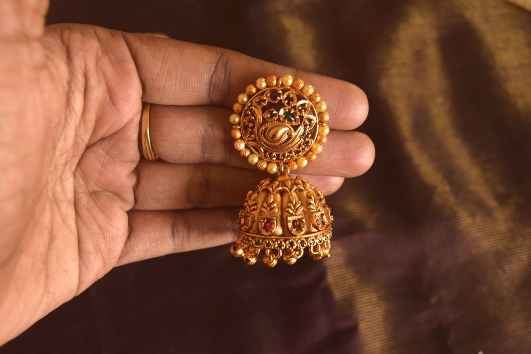 Matte finish - Flower Round Chakri Jhumka