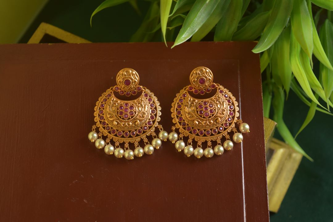 Matte finish- chandbali model With Pearls -26A