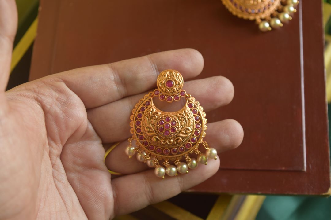 Matte finish- chandbali model With Pearls -26A