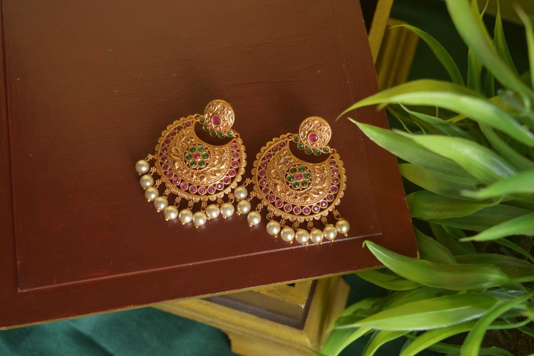Matte finish- chandbali model With Pearls -26B