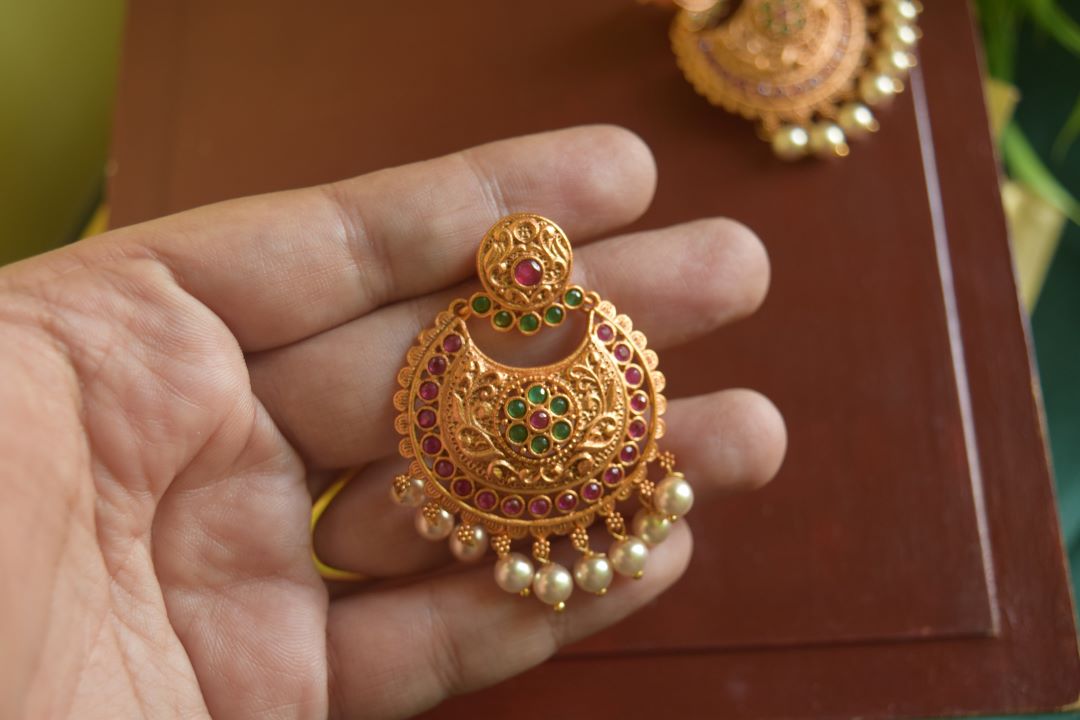 Matte finish- chandbali model With Pearls -26B